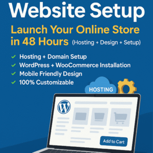 🚀 Website Setup Service – Launch Your Online Store in 48 Hours (Hosting + Design + Setup+Products)